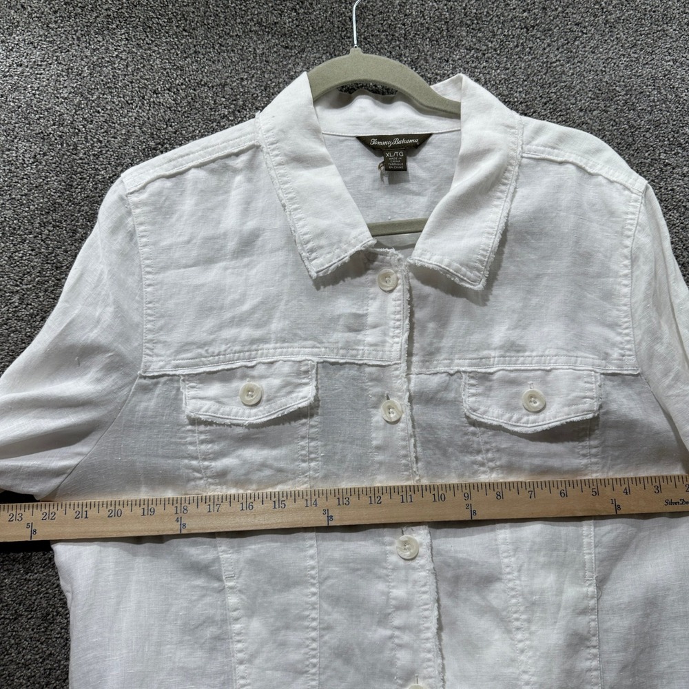 Tommy Bahama Two Palms Linen Raw-Edge Jacket White Women XL Coastal Beach Casual - Picture 3 of 10